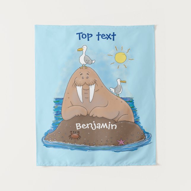 Tapiz Gracioso ilustracion personalizado de moras felice (Anverso)