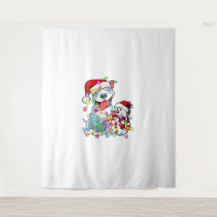 Tapiz Gracioso Navidad de Perro Pitbull Tee Snowman Xmas