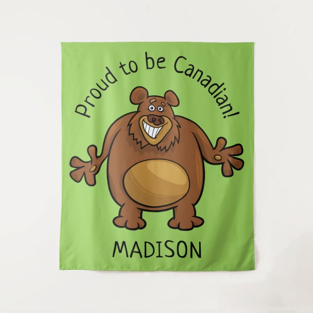 Tapiz Gracioso personalizado de Oso de texto y tapicería (Anverso)