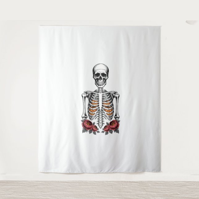 Tapiz Gracioso Skeleton Pumpkin Fall (Anverso)