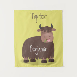 Tapiz Gracioso yak feliz comiendo hierba personalizado i