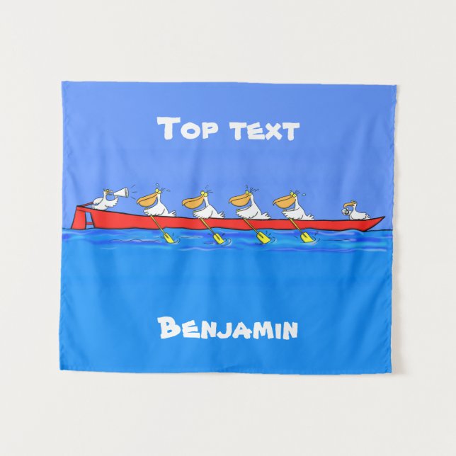 Tapiz Graciosos pelícanos remando ilustracion personaliz (Anverso (horizontal))