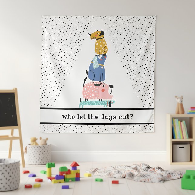 Tapiz Graciosos perros niños (funny kids wall tapestry)
