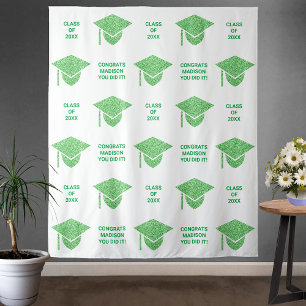 Tapiz Grad Glam Green Cap Moda Fiesta Selfie Photo Booth