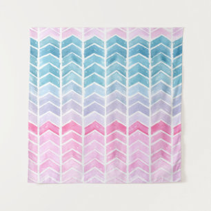 Tapiz Gradiente Chevron: Patrón Herringbone de acuarela.