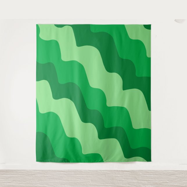 Tapiz Gradiente de olas oceánicas onduladas verdes (Anverso)