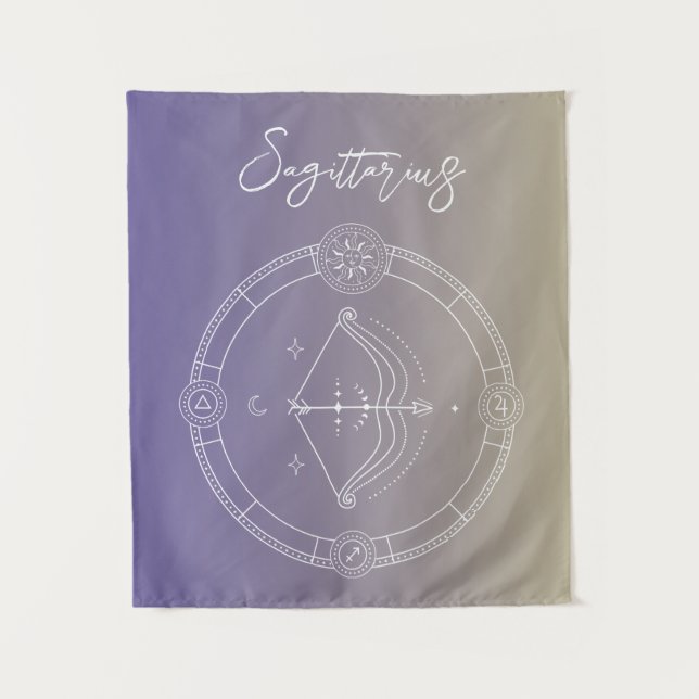 Tapiz Gradiente de signo de estrella Sagittarius zodiac  (Anverso)