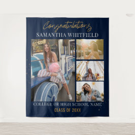 Tapiz Graduación 2025 Fotos fondo azul de la Marina