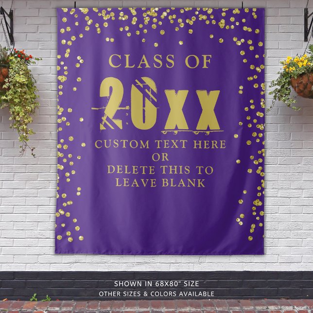 Tapiz Graduación Clase Año Purple Gold Confetti (Subido por el creador)