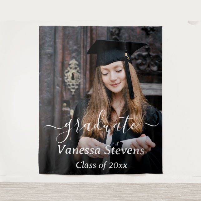 Tapiz Graduación de Foto Personalizada (Anverso)