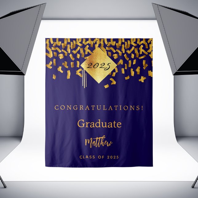 Tapiz Graduación de la fiesta del oro azul graduado en 2 (Subido por el creador)
