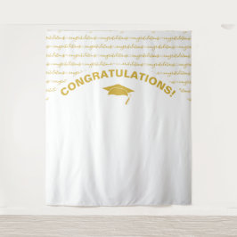 Tapiz Graduación de Oro Blanco Elegante