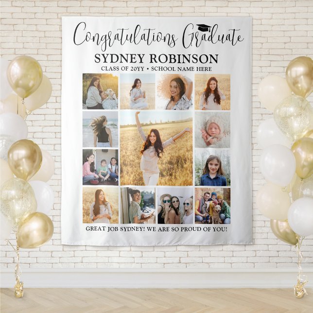 Tapiz Graduación Felicita al fondo de un Collage de foto (Subido por el creador)