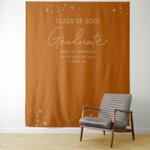 Graduación Moderna Naranja Dorado guión