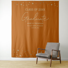 Tapiz Graduación Moderna Naranja Dorado guión