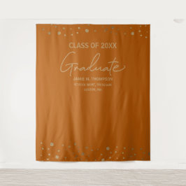 Tapiz Graduación Moderna Naranja Dorado guión