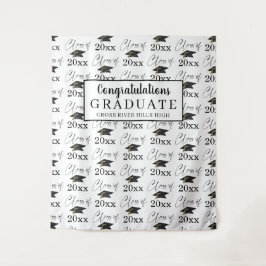 Tapiz Graduación moderna PROMOCIÓN patrón negro y blanco