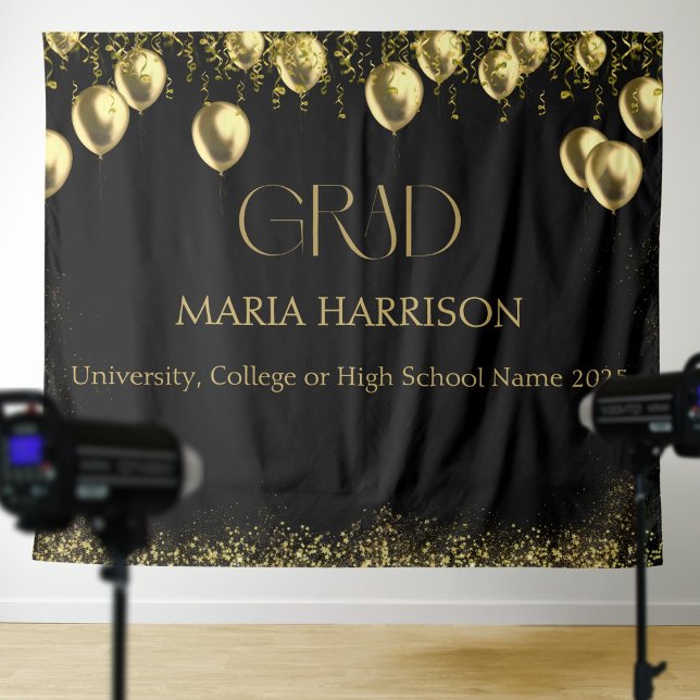 Tapiz Graduación Muro de fotos en negro y oro (Subido por el creador)