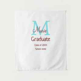Tapiz Graduado añadir nombre monograma verde rosa simple