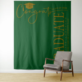 Tapiz Graduado Congrats Verde Esmeralda & Dorado Minimal