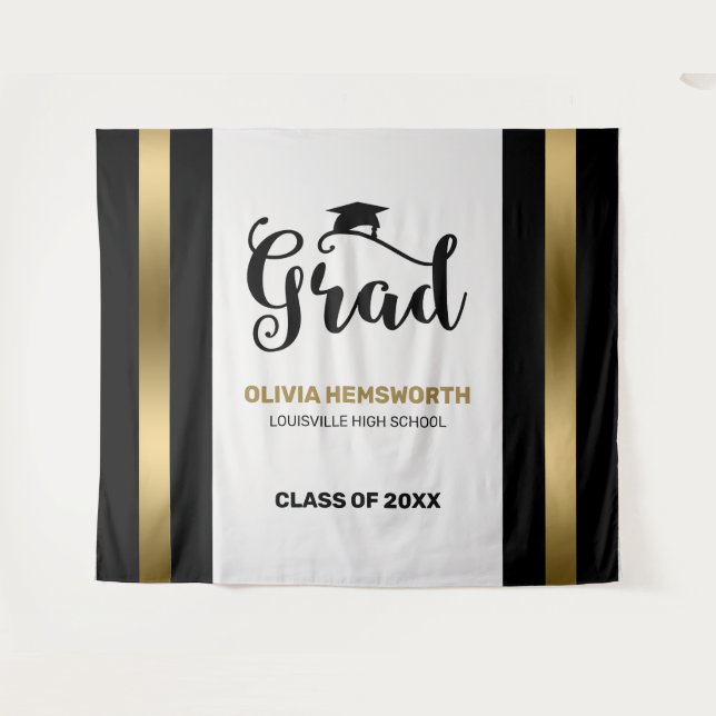 Tapiz Graduado De Bandas De Oro Y Negro (Anverso (horizontal))