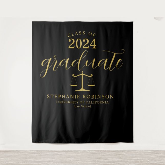 Tapiz Graduado de la Facultad de Derecho Gold Black Grad (Anverso)