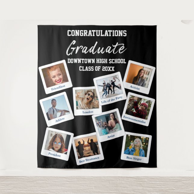 Tapiz Graduado de negro y blanco Foto de Insta Apodos de (Anverso)