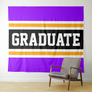 Tapiz GRADUADO Divertido Morado Brillante Negro Naranja 