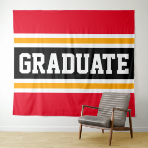Tapiz GRADUADO Rojo Brillante Negro Naranja Rayas Deport