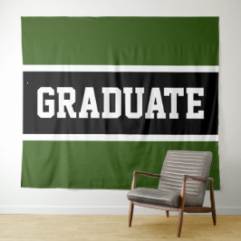 Tapiz GRADUATE Athletic Dark Green Black Stripes Blancas