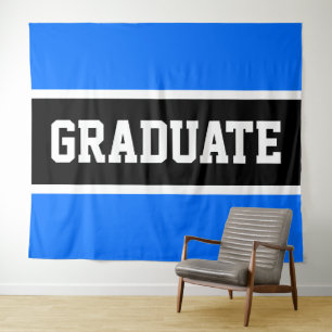 Tapiz GRADUATE Deportivo Azul Brillante Negro Blanco Ray