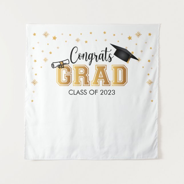 Tapiz Graduation backdrop banner Congrats GRAD Bac (Anverso)