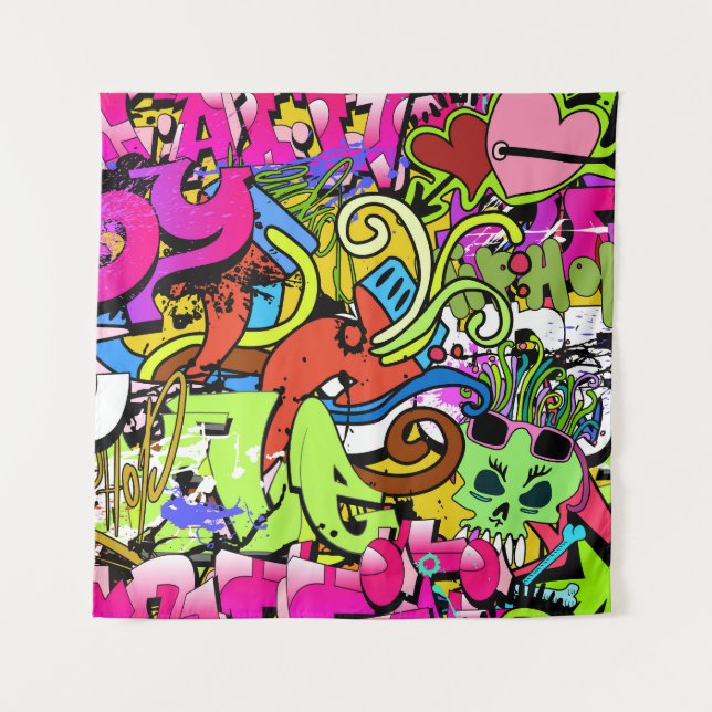 Tapiz Graffiti Art: fondo estilo Hip-Hop (Anverso)