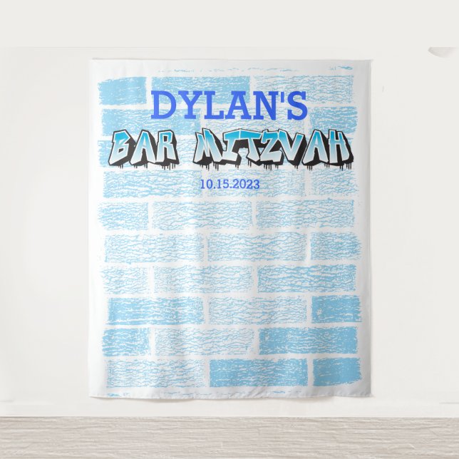 Tapiz Graffiti Bar Mitzvah Photo Booth Fiesta fondo (Anverso)