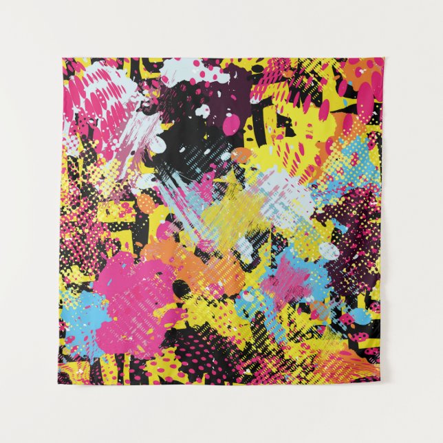 Tapiz Graffiti brillantes ilusiones de patrones sicodéli (Anverso)