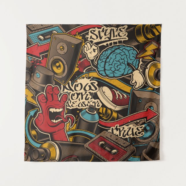 Tapiz Graffiti de fondo impecable. Spa sin costuras colo (Anverso)