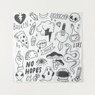 Tapiz Graffiti lindo: Conjunto de arte Doodle.