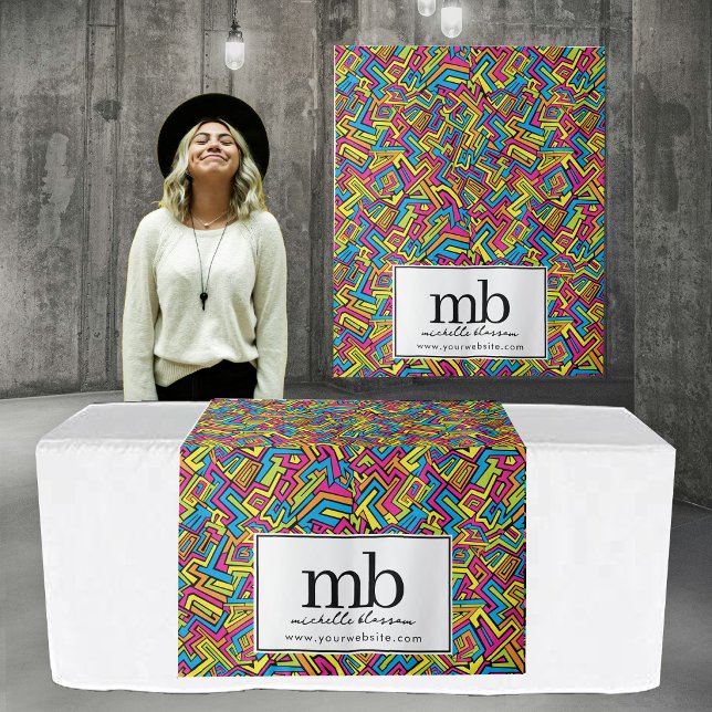 Tapiz Graffiti Logo  Business Table Runner Banner (Graffiti Logo Business Table Runner Banner Tapestry)