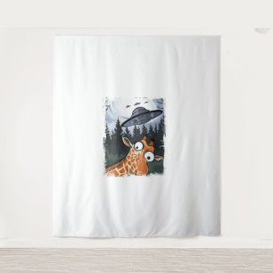 Tapiz Gráfica divertida de Giraffe UFO Zoo Animal Weird 