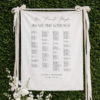 Tapiz Gráfico de Asientos de Boda Elegante Alfabético de