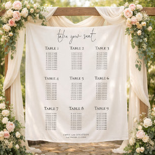 Tapiz Gráfico de Asientos de Boda Minimalista de 9 Mesas