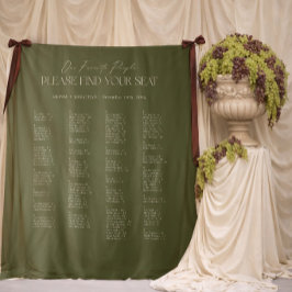 Tapiz Gráfico de Asientos de Boda Verde Alfabético de Te