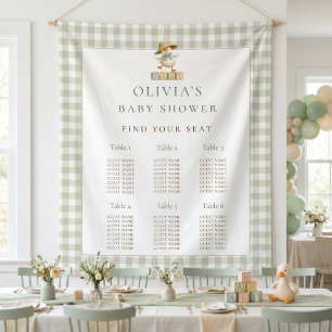 Tapiz Gráfico de asientos de Gingham Sage de Ganso Baby