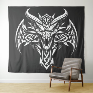 Tapiz Gráfico de Cabeza de Demonio Tribal por BurnsIn