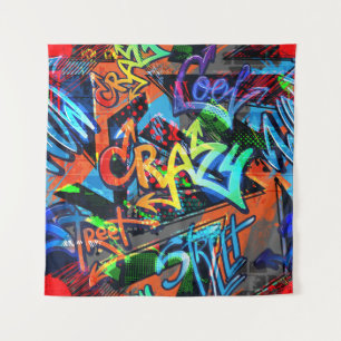 Tapiz Grafiti brillante, diseño gráfico urbano.