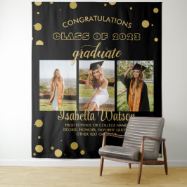 Tapiz Gran 3 fotos de la fiesta de graduación BlackGold
