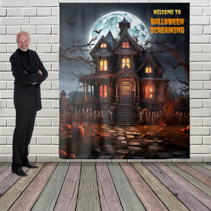 Tapiz Gran casa embrujada de Halloween fondo colgado