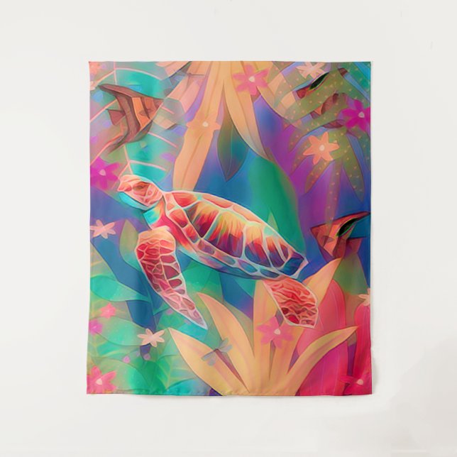 Tapiz Gran escena de fantasía de tortuga marina (Anverso)