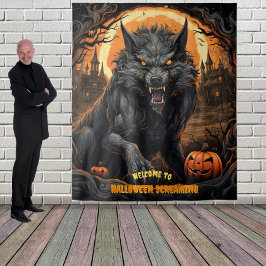 Tapiz Gran Halloween Werewolf colgando fondo