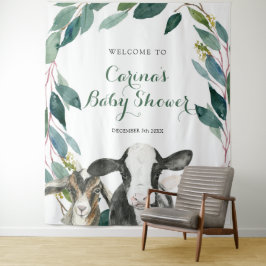 Tapiz Granja Animal Greenery Boy Rótulo de Baby Shower T